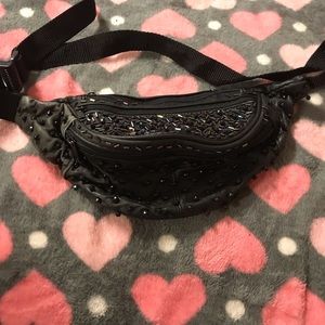 Vintage black studded fanny pack